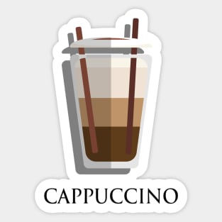 Iced Cold Cappuccino coffee front view flat design style Sticker